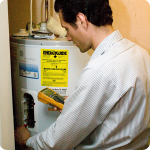 Arlington water heater repair specialist testing electrical flow