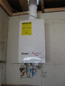 Rinnai tankless water heater installed by Arlington plumber